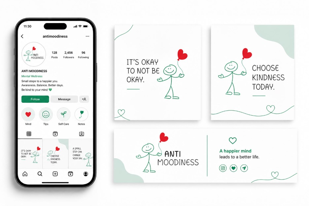 ANTI MOODINESS — Social Media & Digital Presence: Mental Wellness Platform