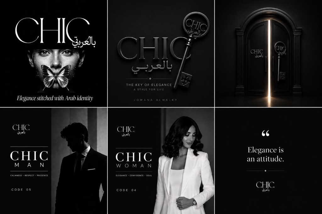 CHIC بالعربي — Social Media Grid: Elegance stitched with Arab identity