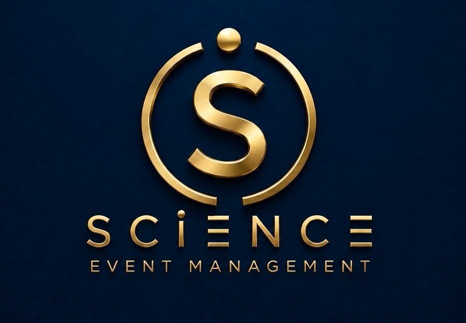 SCIENCE Event Management — 3D Gold Logo Identity